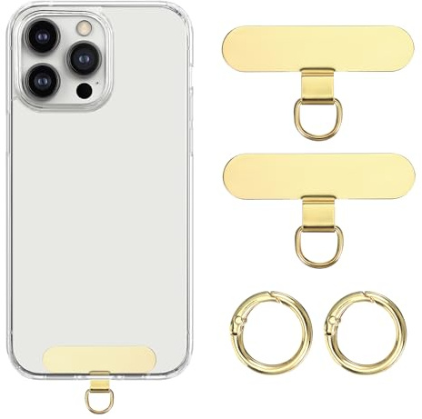Yuanchu 2 stycken mobiltelefon snodd patch pad med 2 metallfjäderringar, bärbara metallkuddar universal telefon Tether flikar mobiltelefon säkring patch med metallring utan lim för de flesta