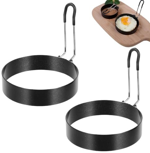 DAAIZIII 2 stampi per uova fritte, per pancake, per uova fritte, 7,6 cm, rotondi, antiaderenti, per uova fritte