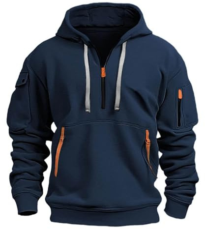 Générique 2025 Sweatshirts Hommes, Sweat à Capuche pour Homme avec Demie Fermeture, Grandes Tailles, Couleur Unie Sweats à Capuche Pull Chaud Décontracté Confortable, Pull de Travail Quotidien