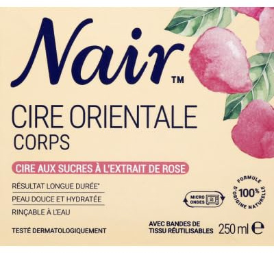 Nair Cire au sucre Corps - Extrait de rose - 250ml + 14 bandes