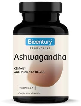 Bicentury Ashwagandha 625mg – Complemento alimenticio con extracto seco de KSM-66 y pimienta negra, 180 cápsulas | Duración 6 meses