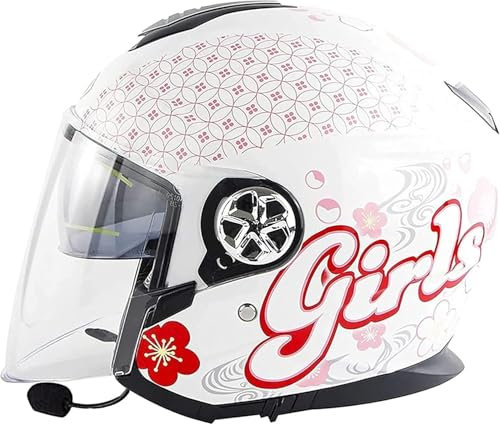 Casco Moto Bluetooth Semi-Aperto Integrato Con Visiera, Con Casco Jet Moto Coperto, Casco Moto Per Uomo E Donna, Omologato ECE 1,XL
