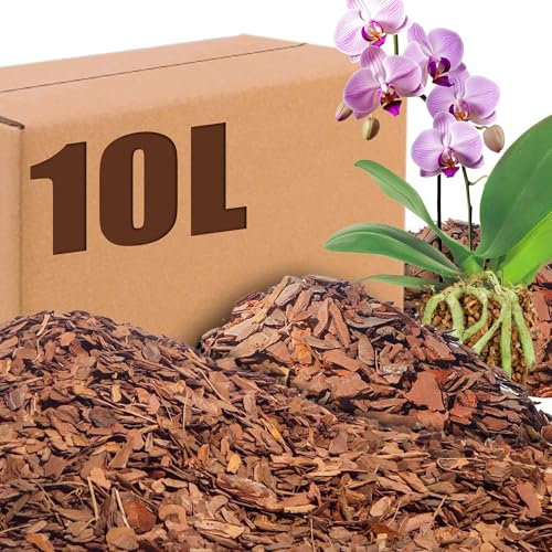 CHEOAR 10L Orchid Potting Mix （8-15mm）Bark Chippings For Garden Horticultural Grade -Natural Mulch For Plants,Root Development of Orchid Plants and Garden Soil Amendment Mix