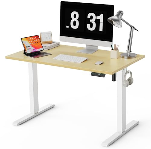 WALKINGDESK Höjdjusterbart Skrivbord Bordsskiva i ett stycke, 100 x 60 cm Elektriskt Datorskrivbord, Höj- Och Sänkbart Ståbord med 4 Minnesinställningar för kontor och hem, Ek