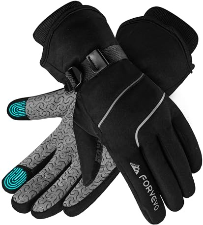 FORVEVO Guantes de esquí para hombre y mujer, impermeables, 3M Thinsulate, cálidos, guantes de invierno para hombre, para pantalla táctil, resistentes al viento, guantes de ciclismo, talla M