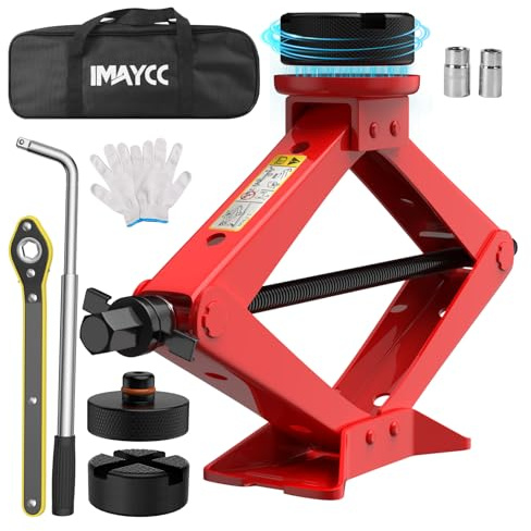 IMAYCC Cric Per Auto 2.5T, Cric Auto Con Universale Tampone In Gomma, 2500KG Cric Portatile Per Auto Con Chiave Per Dadi Ruota,Kit Emergenza Auto Per SUV MPV Tesla 3/Y/S/X Manutenzione e Riparazione