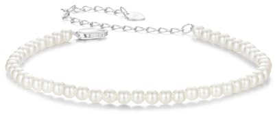Kerraom Braccialetto Perle Argento 925 Sterling Regolabile per Donna, Bracciale Gioiello Perle Piccoli Elegante Bianco, Regalo per Ragazza o Sposa Fidanzata