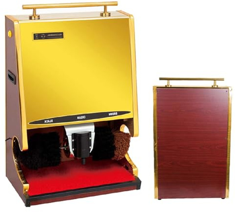 CUTANGELAR Cireuse Électrique Portable - Commande Au Pied, Sans Se Pencher, Buse En Marbre, Grand Réservoir De Cire De 150 Ml, Cireuse À Chaussures Professionnelle Pour Banques Et Hôtels(Gold)
