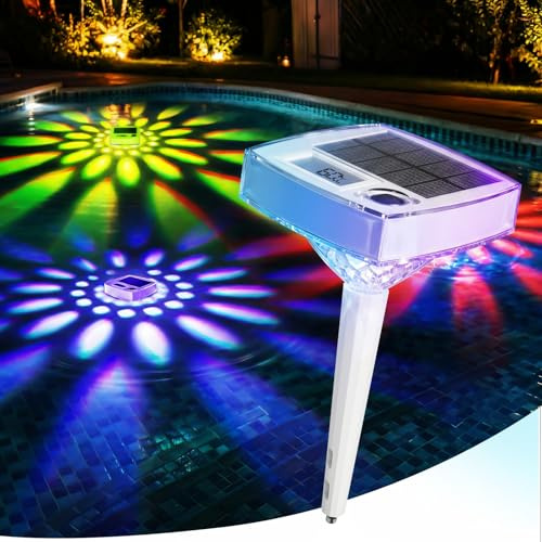 Orbecco Termómetro para Piscina Solar sin Pilas – Flotante Digital con Pantalla LCD Grande y Luz RGB, IP68 Impermeable, Medidor de Temperatura para Jacuzzi, Spa y Piscina