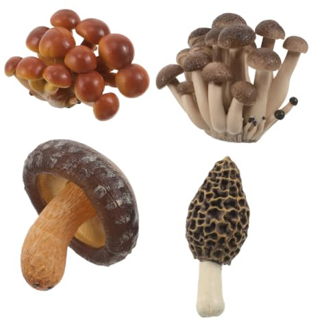 Toddmomy Juego de 4 Figuras de Setas Realistas de PVC Detalles Naturales, Estilo Nórdico para Decoración de Estanterías y Estética Interior
