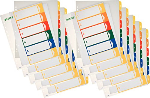 10er Pack Leitz 12920000 PC-beschriftbares Register (Polypropylen, 1-6, A4) mehrfarbig