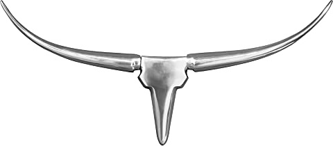 invicta INTERIOR Design Accessoire Wanddekoration Alu Geweih Bull 75 cm Wanddeko Dekoration Dekoschädel Bulle Stierschädel
