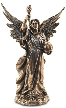 CAPRILO Figura Decorativa Religiosa Arcangel Jofiel Resina Bronce. Adornosy Esculturas. Decoración Hogar. Jardín. Insectos. Regalos Originales. 34 x 22.5 x 15 cm.