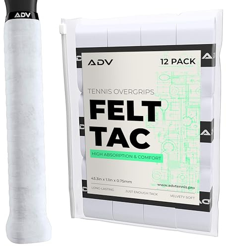 ADV Dry Tennis Overgrip Tape – 12er-Pack – FeltTac Tennisschläger-Griffband – Ultra-saugfähiges Tennis-Griffband – hochsamtiger Komfort Tennisschläger-Griffe – Pro getestete und entworfene