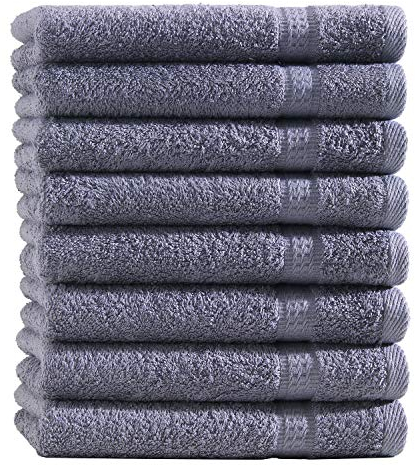 8X Gästetuch | Anthrazit | 100% Baumwolle Frottier | Oeko-TEX® Standard 100 | Premium Qualität 500 g/m²