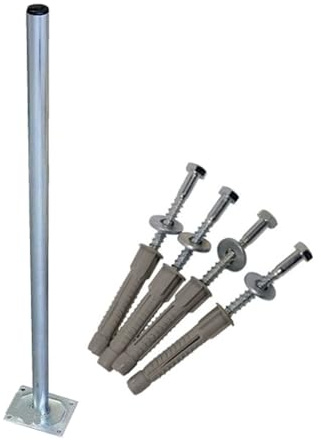 Premium X 100cm Ø 38mm Standfuß Stahl Antennen-Mast Rohr-Ständer Mastfuß Flachdach-Halterung für Satellitenschüssel SAT-Spiegel inkl. Boden-Montage Schraubensatz