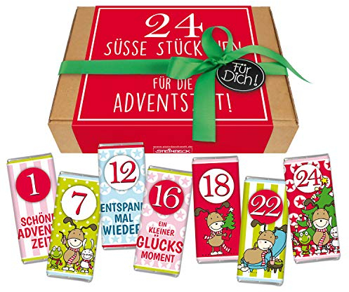 STEINBECK Mini-Schokoladen - Geschenkbox Adventskalender - Schokolade 24 Stück - Zahlen 1-24 Geschenk Advent Adventszeit