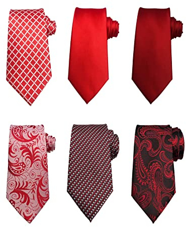Wehug Lot de 6 cravates en soie tissée pour homme - -