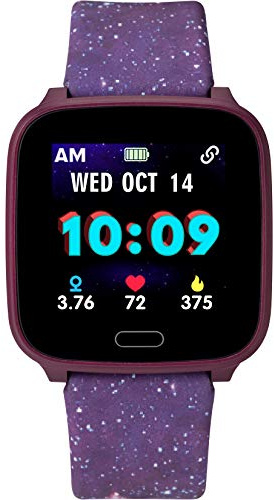 iConnect by Timex Kids Active Smartwatch with Heart Rate, Notifications & Activity Tracking 37mm – Purple with Purple Galaxy Resin Strap