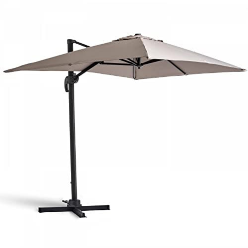 Oviala Parasol déporté Rotatif 2x3m en Aluminium Taupe