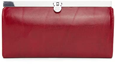 Giudi ® Geldbörse Damen Bügelverschluss Leder Mit vielen Fächern Rindsleder (Rot)