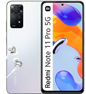 XIAOMI Redmi Note 11 Pro 5G - Smartphone de 8+128GB, Pantalla de 6.67” 120Hz FHD+ AMOLED, Snapdragon 695, Triple Cámara de 108MP+8MP+2MP AI, 5000mAh, Polar White (Versión ES + 3 años de garantía)