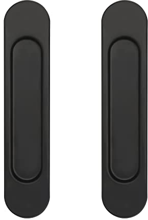 2 Pièces Poignée de Porte Coulissante Ovale 14,8 CM Poignée Porte Coulissante Poignées de Porte Coulissante Auto-Adhésives,Convient pour Armoires, Fenêtres, Portes Coulissantes(Noir)