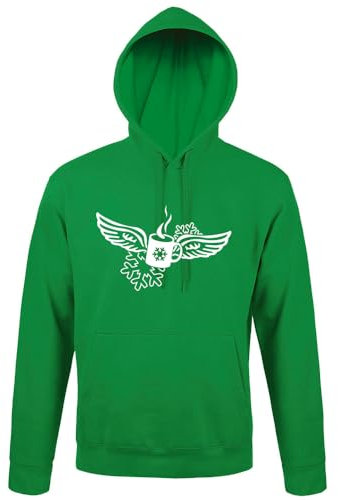 shirt84 Tasse à vin chaud avec ailes d'ange à capuche pour homme, vert, XS