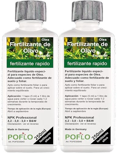 POFLO Fertilizante para olivos de ALTA TECNOLOGÍA Olea NPK, para plantas en arriates y macetas (500ml)