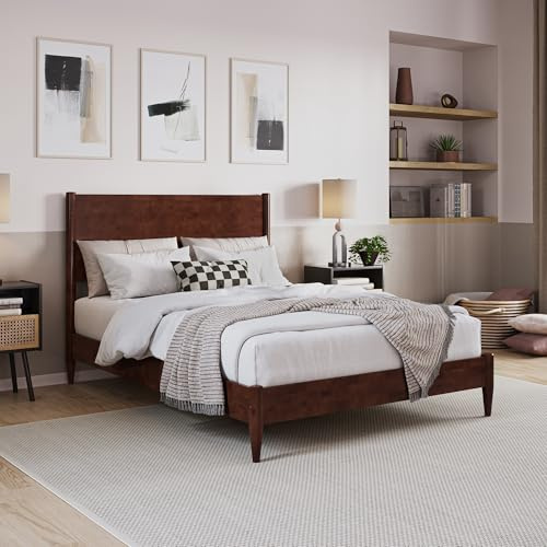 AFI, Pasadena Full Solid Wood Low Profile Platform Bed, Walnut