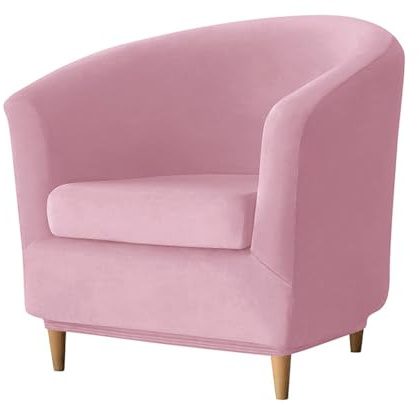 Meigeh Fundas para Sillón Chesterfield 2 Piezas Terciopelo Fundas para Sillón de Club 1 Plaza Fundas para Sillón Cabriolet de cóctel Elástica Rosa