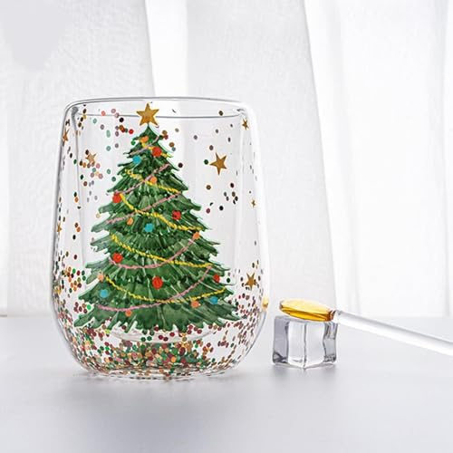 Zibeem Tasse À Café De Noël, Tasses À Double Paroi Pour Noël, Tasse À Verres Isothermes Pour Sapin De Noël, Tasses Mignonnes Pour Sapin De Noël, Tasse À Expresso Pour Sapin De Noël, Cadeaux De Noël
