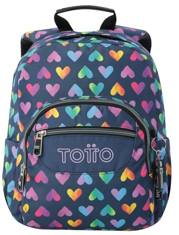 TOTTO - Mochila Escolar, Modelo Tempera, Capacidad 12 L, 3 Bolsillos, Bolsillo Tablet 10, Bolsillo Botella, Espaldar Ergonómico con Flujo de Aire, Cómodas Correas en S, Estampado Latty