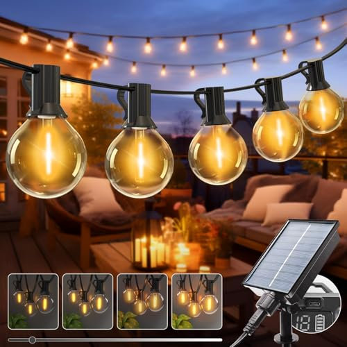 kolpop Catena Luminosa Esterno Solare 10M/33FT Luci Solari da Giardino, Dimmable Lucine Esterno Energia Solare con 8 Modalità, Impermeabile Illuminazione per Balcone Feste Patio