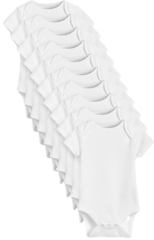 NEXT Baby Kurzärmelige Babybodys, 10er-Pack Weiß Essential 56-