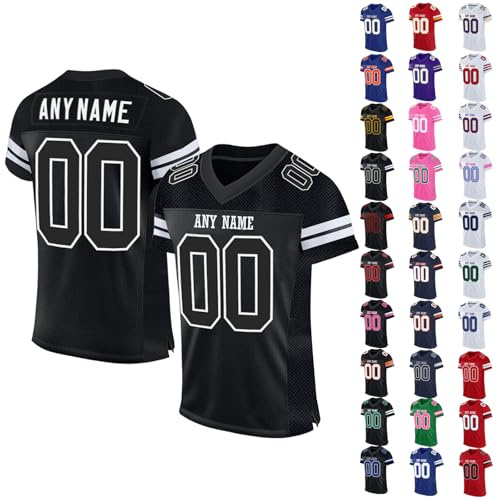 Maillot Personnalisé de Football Américain, pour Enfants, Adultes, Garçons, Filles, Hommes et Femmes, T-Shirt Personnalisé avec Nom, Numéro et Logo