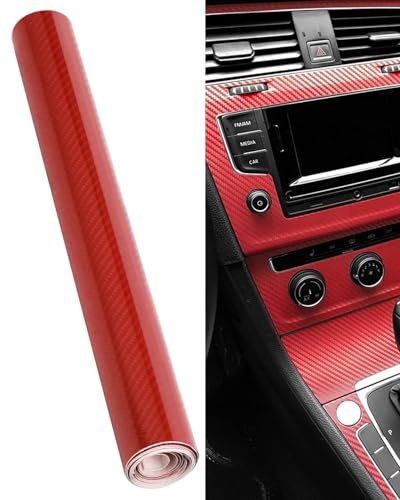 TPZORJX 1 rollo de lámina de carbono 7D, lámina para automóviles 150 x 30 cm, lámina autoadhesiva de vinilo para automóviles, lámina protectora de carbono para automóviles, lámina de fibra，Rouge