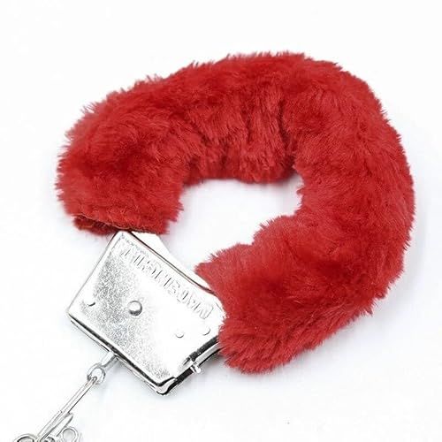 Manette Pelose Rosse con Chiavi, Accessorio per Adulti, Colore Rosso, 150 Grammi