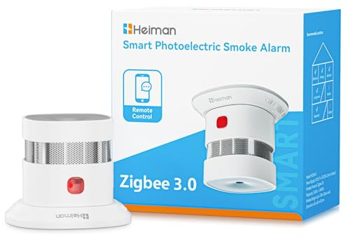 Heiman Rilevatore di fumo Smart HS1SA-E Plus, rilevatore di fumo che richiede un hub Zigbee 3.0, rilevatore di incendio con sensore fotoelettrico, domotica, supporta ZHA e Z2M per Home Assistant