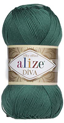 Hilo para tejer a mano, 100% microfibra acrílica, hilo Alize Diva, efecto seda, hilo de ganchillo, arte, encaje, manualidades, lote de 4 madejas de 400 g, 1532 yardas, color (453 mar del norte)