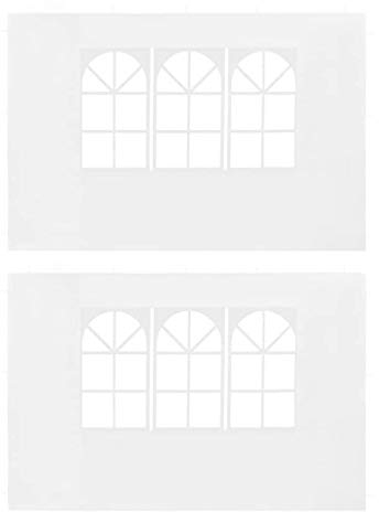 pedkit Partyzelt-Seitenwände 2 Stück mit Fenster PE Zeltzubehör Pavillon-Zubehör Weiß 300 x 195 cm (L x H)