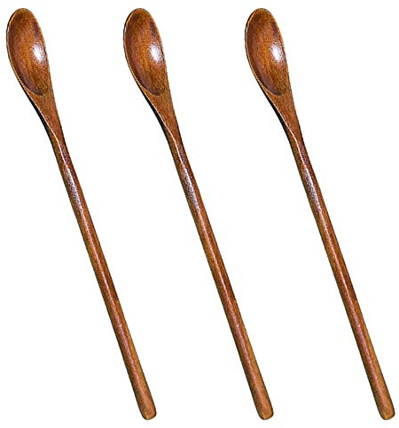 Mirrwin Phoebe Nanmu Holzlöffel (3 Stück, 20 cm), natürliches Pflanzenöl-Finish, japanischer Stil