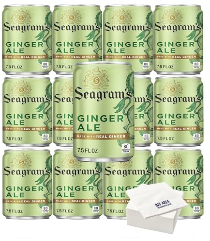 Seagram's Ginger Ale Mini Cans, (Pack of 10) with Bay Area Marketplace Napkins