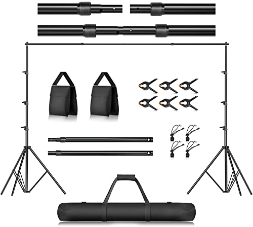 EMART Soporte de Fondo de 2.6 x 3m Ajustable, Sistema de Telón de Fotográfico para Foto Vídeo, Fotografía, Retrato, Fiestas, Bodas
