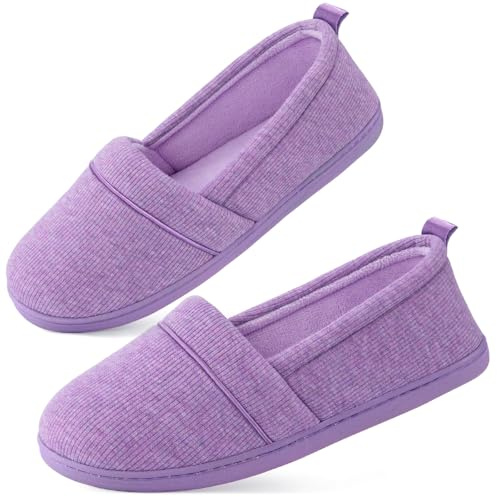 EverFoams Women's Knit Lightweight Slippers Memory Foam House Shoes | Soft, Comfy, Breathable, Anti-slip, Gifts, Machine-washable, Indoor & Outdoor, Supportive