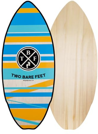 Two Bare Feet 41 Skimboard Suitable for Beginners, 7 Ply wooden construction with nose pre curve, Pin tail, Suitable for Adults and Kids (Wedge)