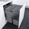 VAUTH-SAGEL Envi Space XX Pro Einbau Abfallsammler mit Frontanbindung, Mülleimer KB 600 mm Küche mit Dämpfung und Selbsteinzug, Behälter mit 2x 35l und 1x 21l, Kunststoff/Stahl lavagrau