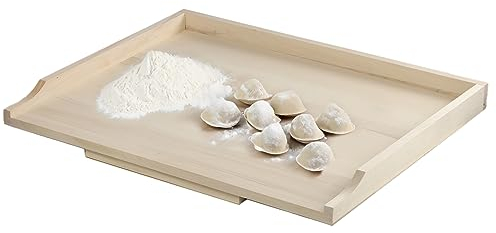 KADAX Planche à pâtes, planche à pâtisserie en bois de peuplier, planche à pâtisserie avec barres, planche à pâtisserie traditionnelle pour pâtes, gâteaux, boulettes (simple face, 50 x 70 cm)