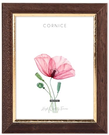 Lupia - Cornice portafoto da Parete Arte Povera Noce Filo Oro per Foto, Stampe artistiche, Poster, Quadri 25x35 cm