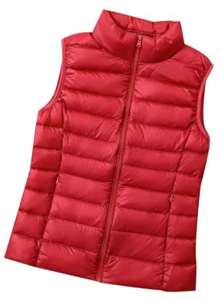 Doudoune Legere sans Manches Femme Gilet Duvet sans Manche Femme Veste Doudoune Légère Fine sans Manche Femme Gilet Matelassé sans Manches Femme Blouson Rembourré Manteau sans Manche Femme